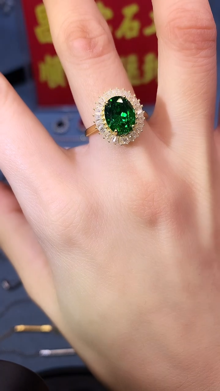 【闪购商品】透辉石戒指银S925镶嵌111111