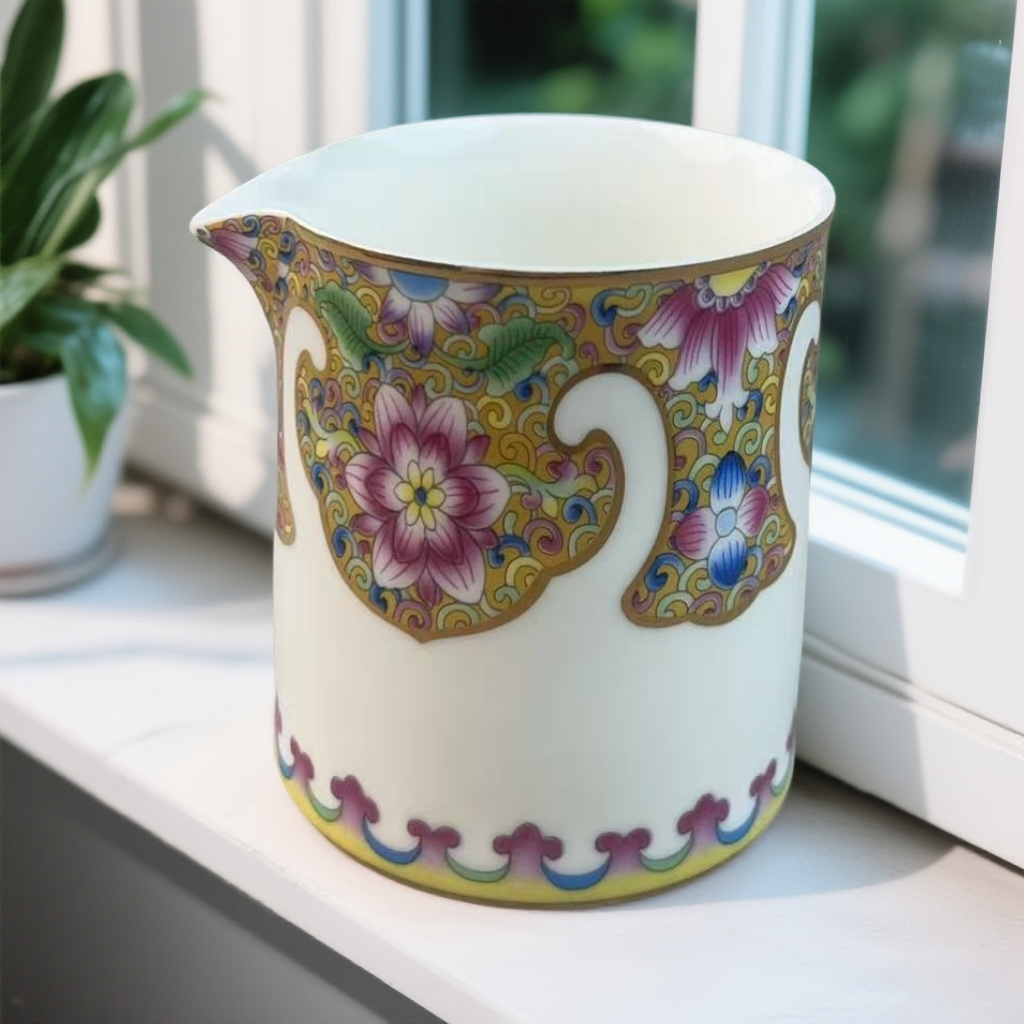 瓷珐琅彩冰花茶具适合户外旅行公道杯