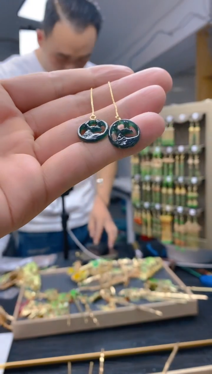 【闪购商品】翡翠耳饰合金225翡翠耳线