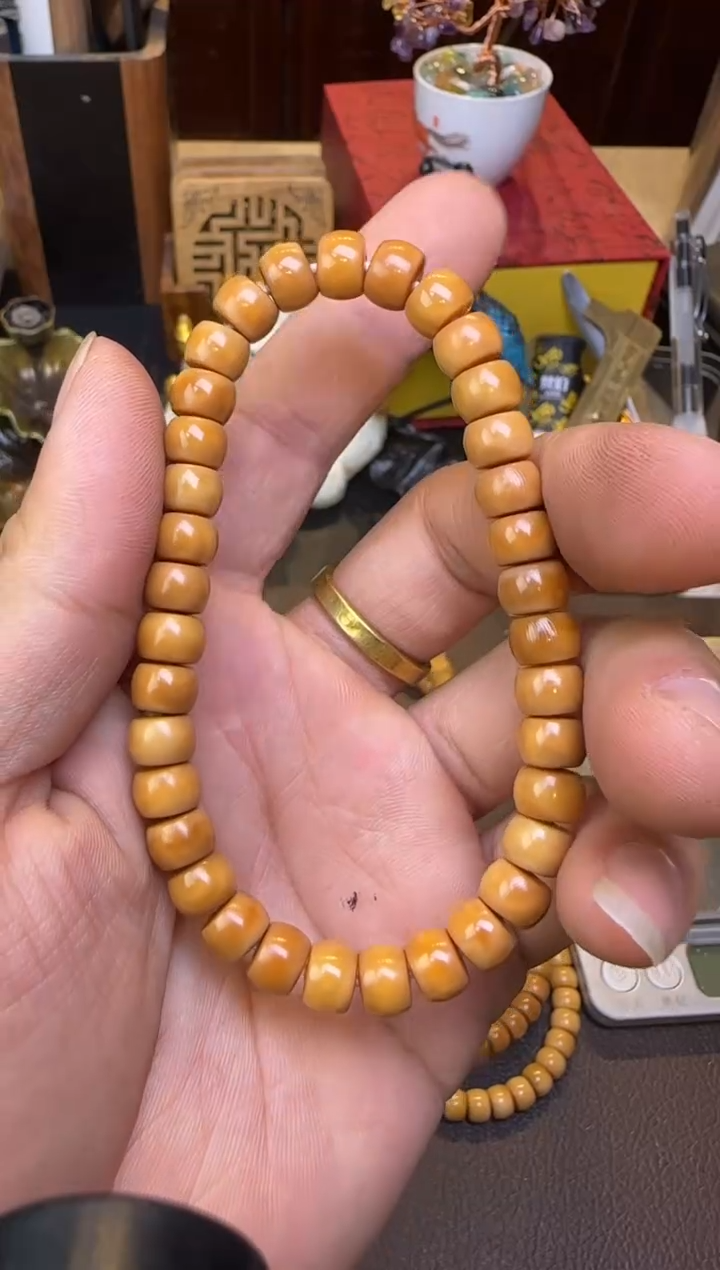 白玉菩提吊坠龙脊单圈玉化直切桶珠8mm