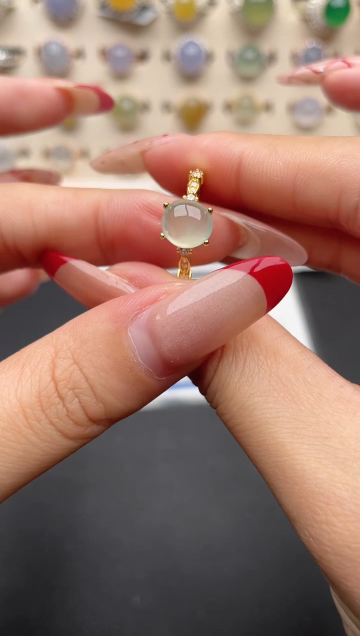 【闪购商品】翡翠戒指银S925镶嵌一物一证一礼盒