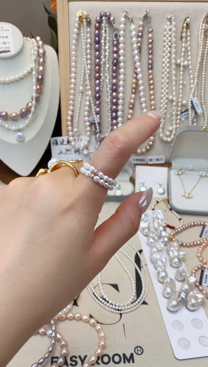 【闪购商品】淡水珍珠项链银S925镶嵌小米珠戒指