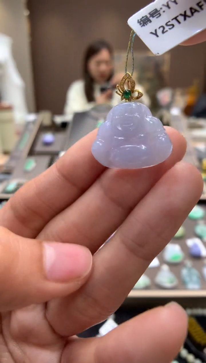 【闪购商品】翡翠颈饰18K金镶嵌佛公