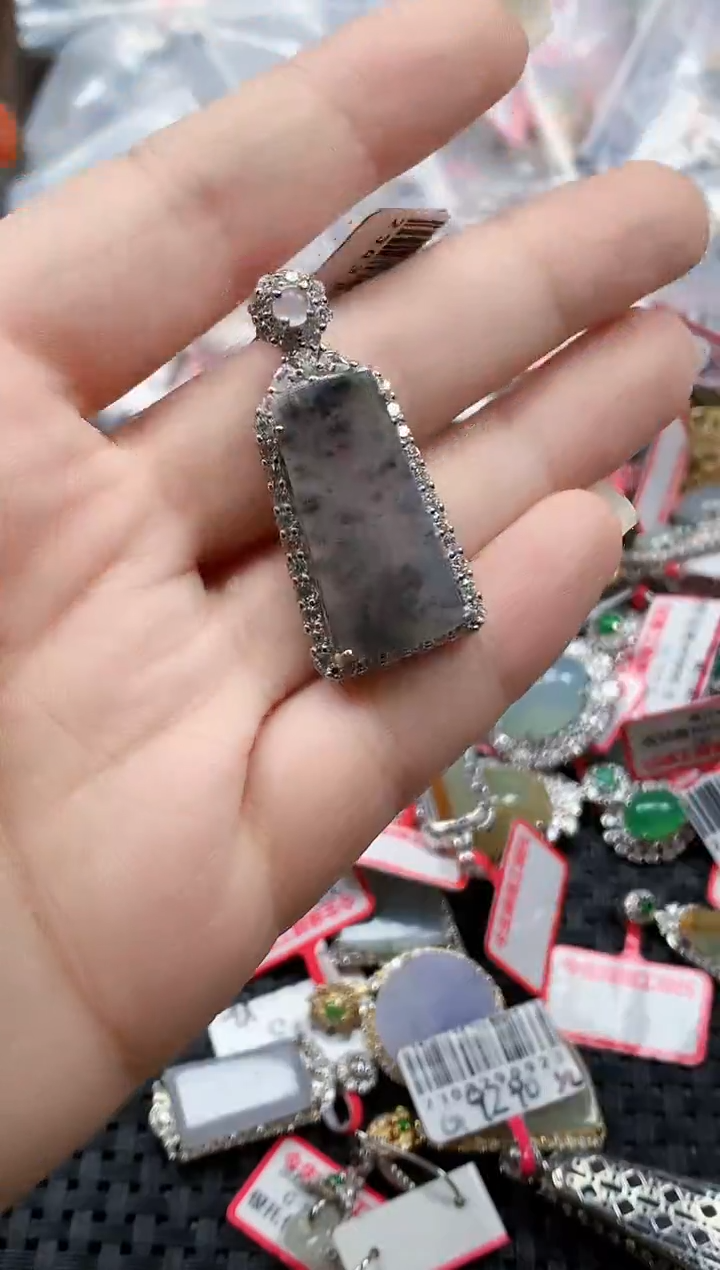 银S925镶嵌戒指翡翠天然A货缅甸翡翠