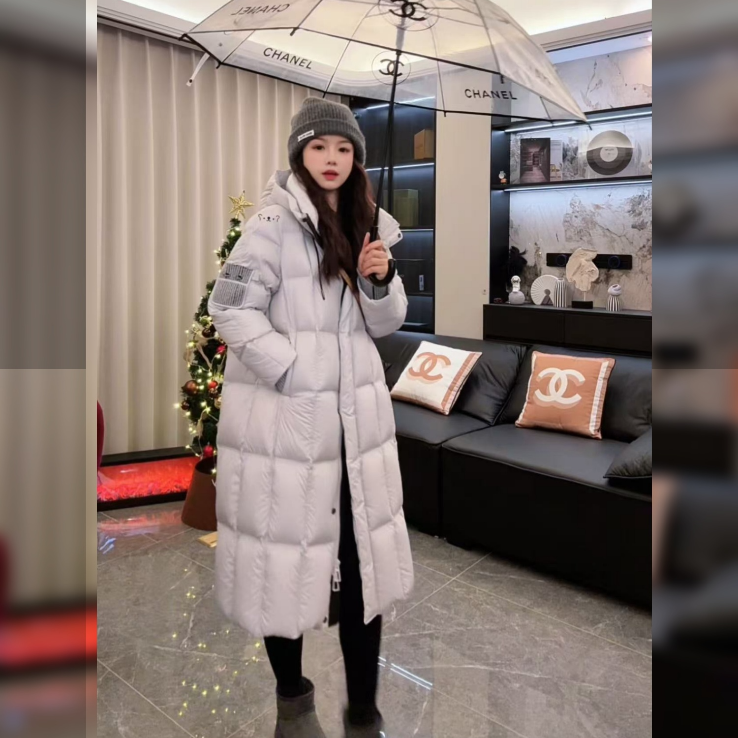 时尚保暖百搭2025冬鹅绒连帽长款加厚休闲羽绒服 5169