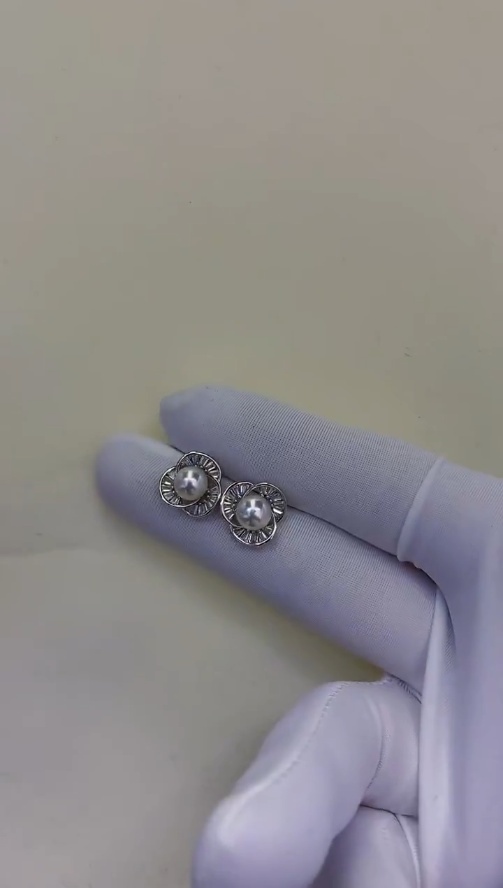 银S925镶嵌饰品海水珍珠设计款耳饰