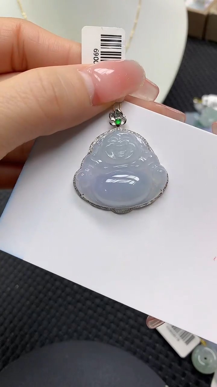 颈饰18K金镶嵌翡翠a货支持复检百元以上9元证书费自理