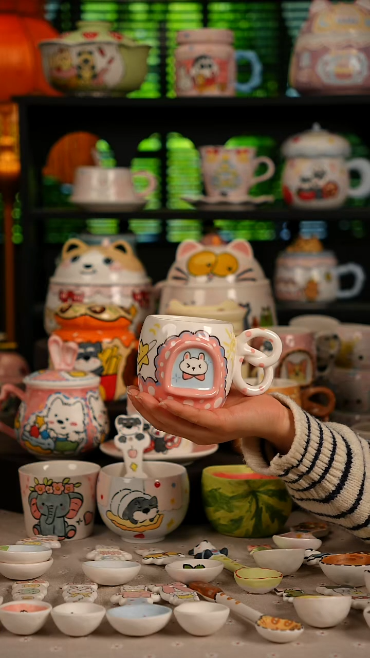 陶瓷无盖款景德镇高温釉下彩纯手绘创意瓷