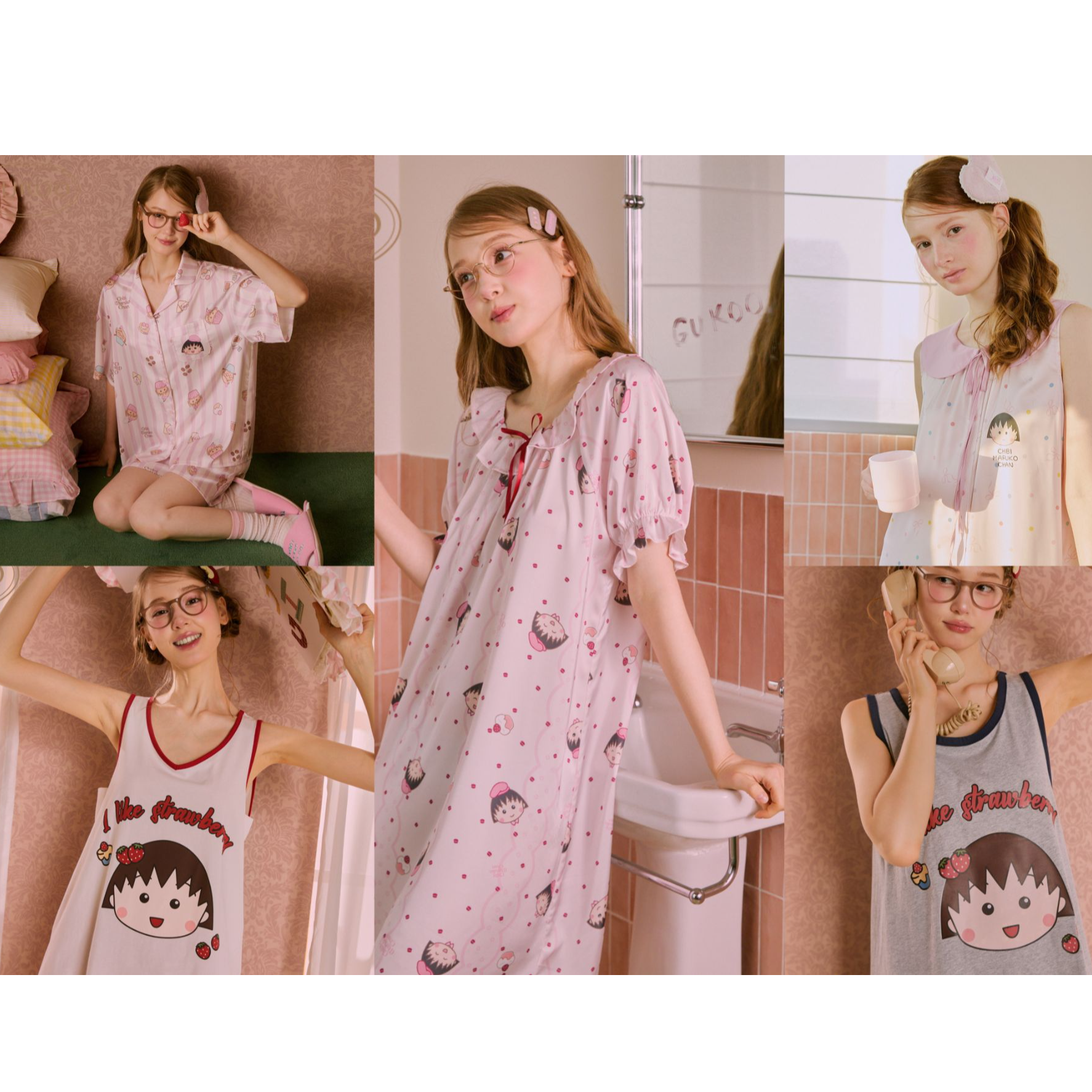Gukoo/果壳甜美【樱桃小丸子合集系列】宽松家居服女套装