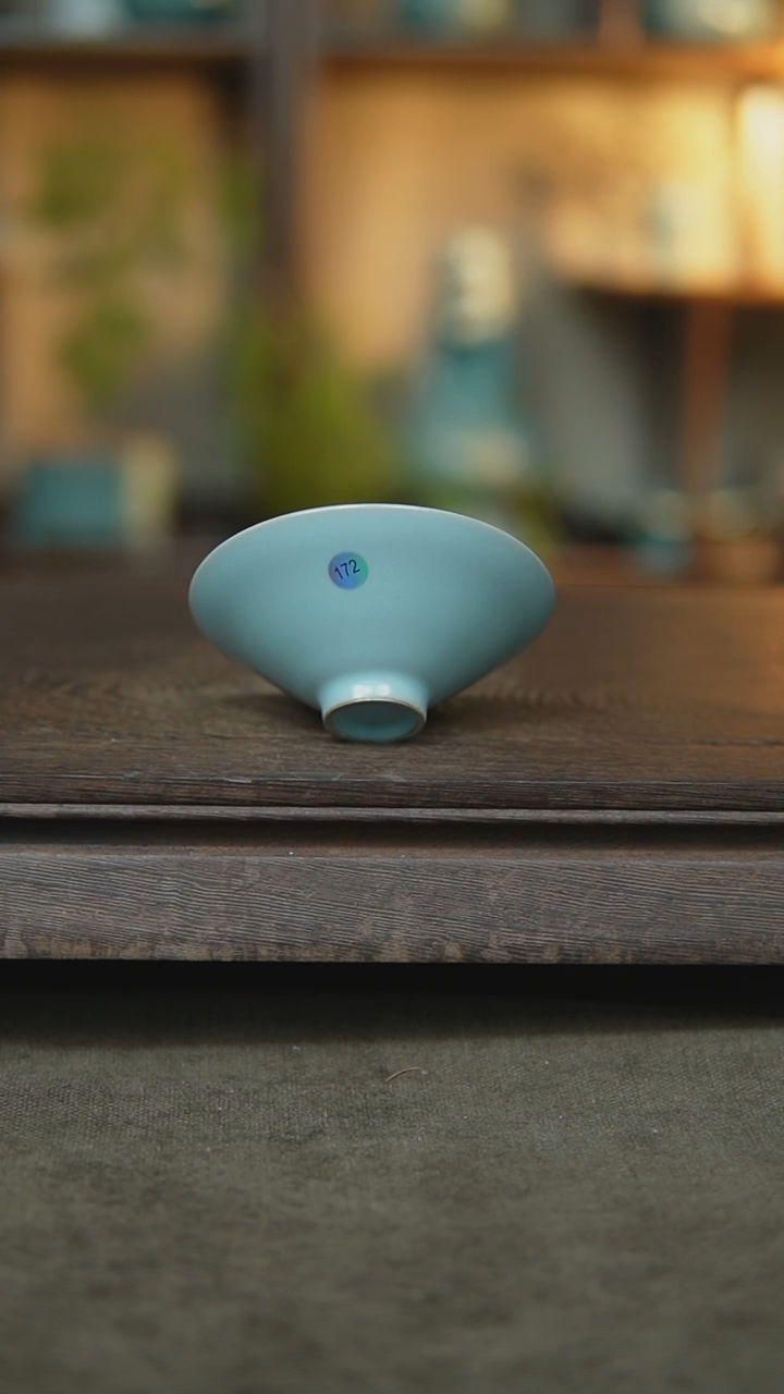 杯仿古纯手工薄胎斗笠杯大瑕