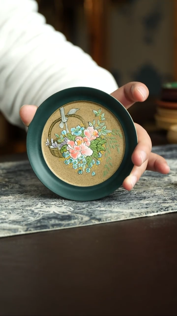 茶杯紫砂19号 新品特惠 繁花杯垫 宜兴紫砂原矿作品