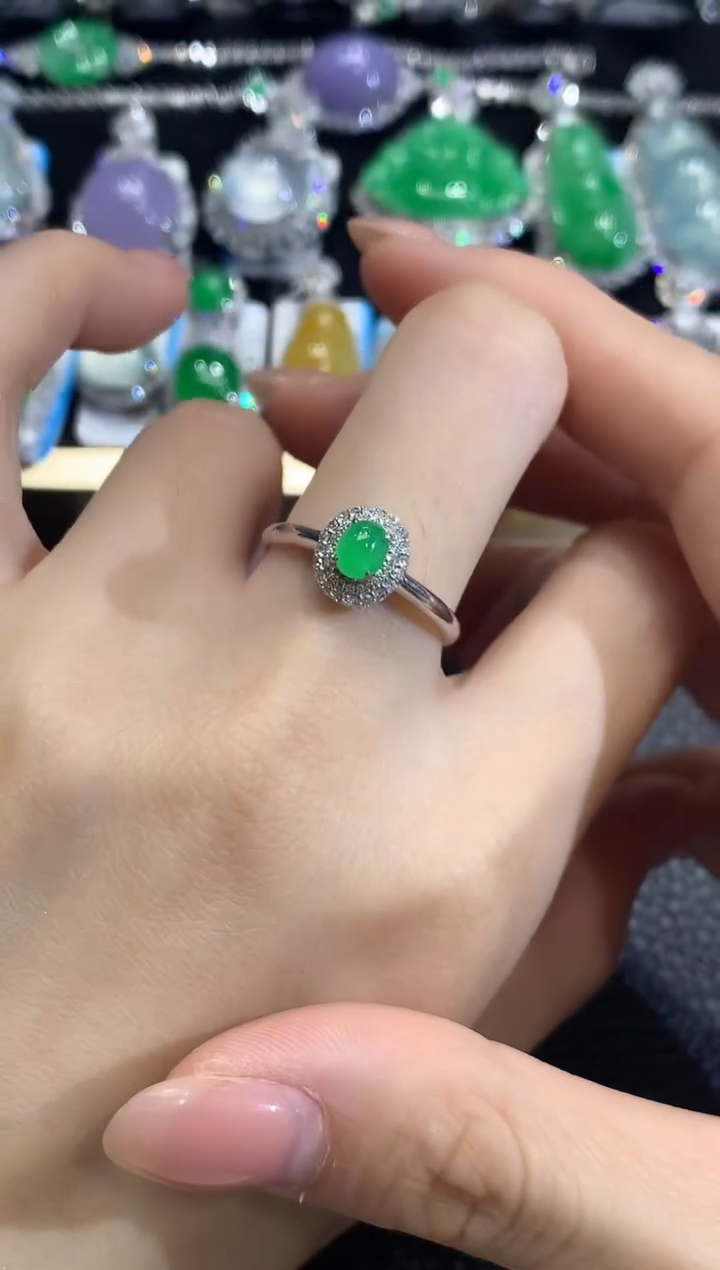 18K金镶嵌戒指翡翠A37翡翠