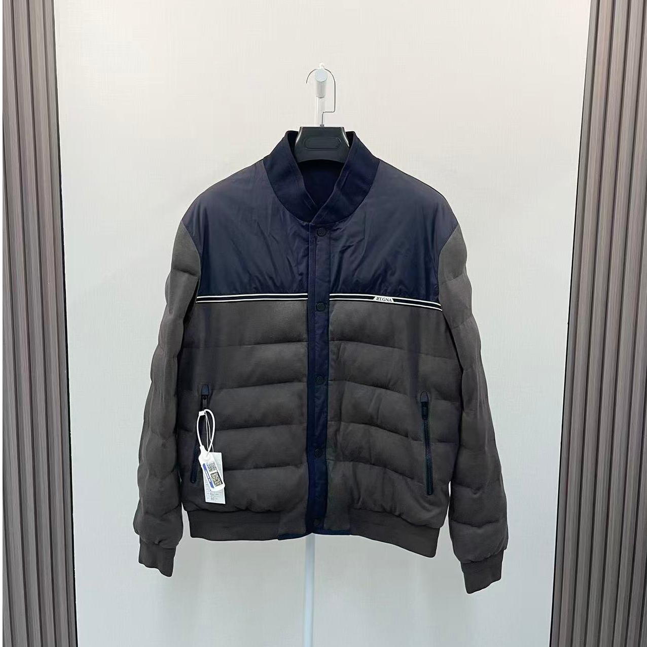 未使用 ZEGNA /杰尼亚/双面穿胸口字母logo棉服夹克外套/尺码L