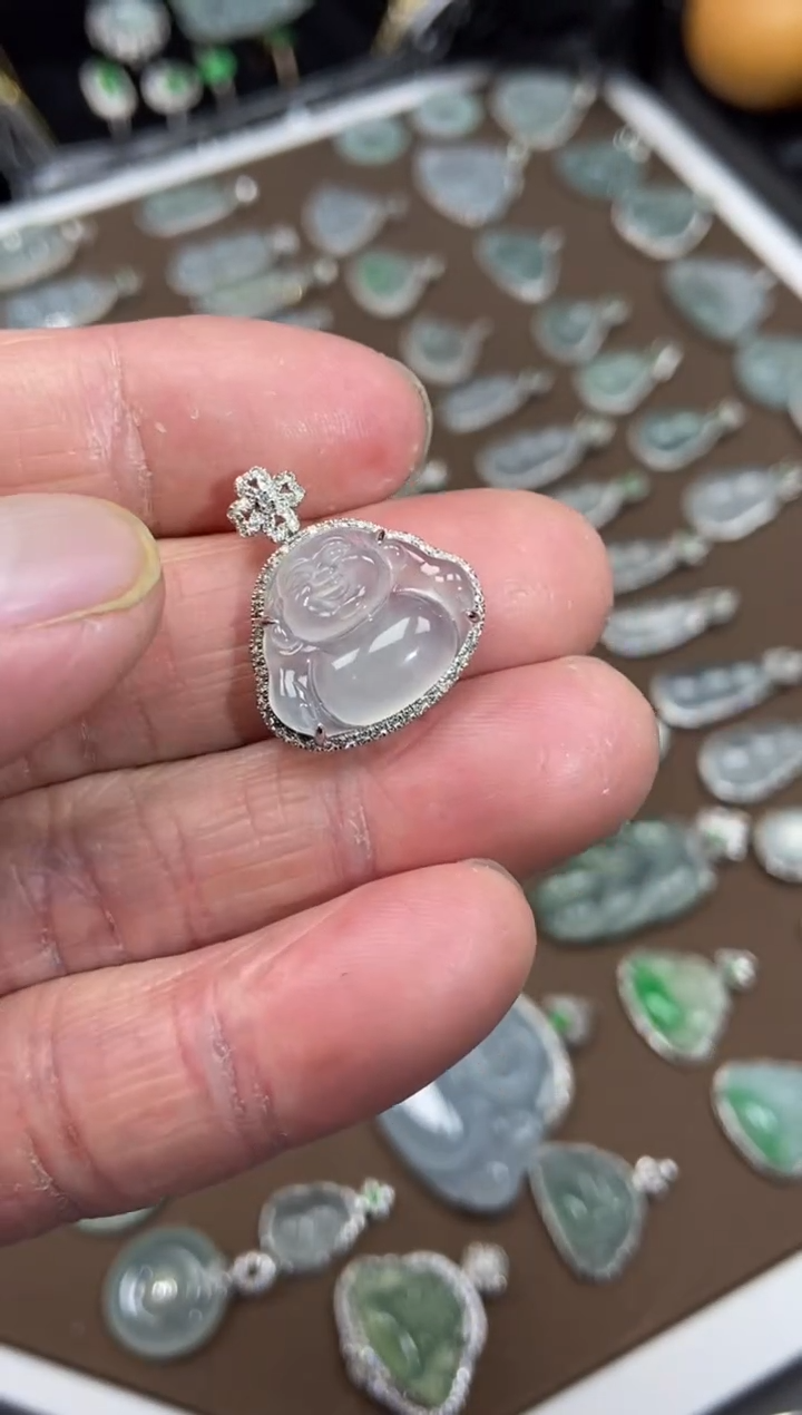 【闪购商品】翡翠吊坠(不含链)18K金镶嵌佛公