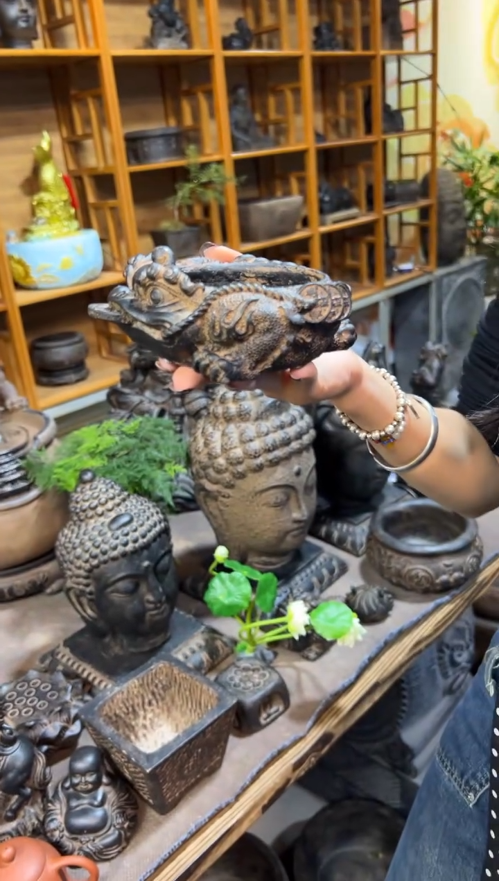 陶土【合成青石】金蟾盆