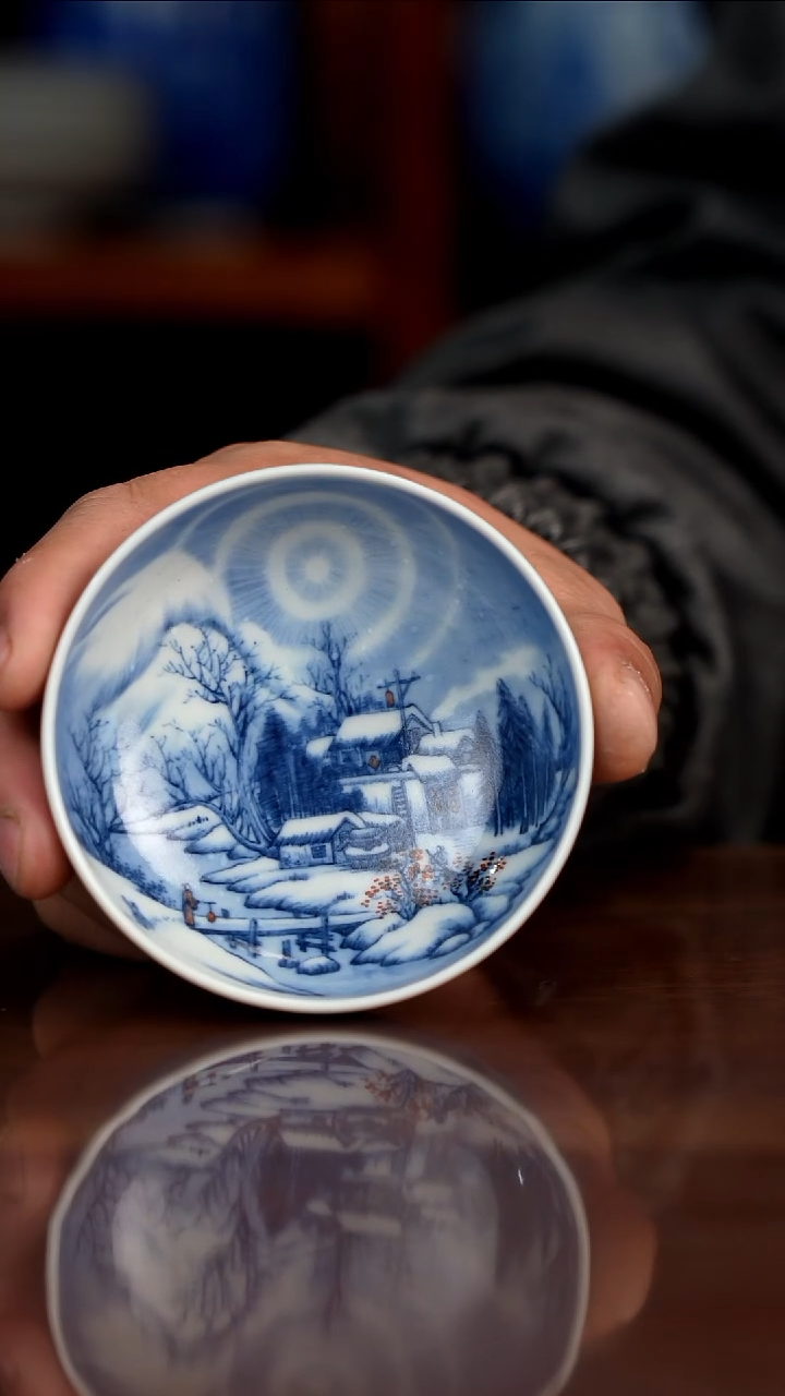 景琳藏青花北派山水