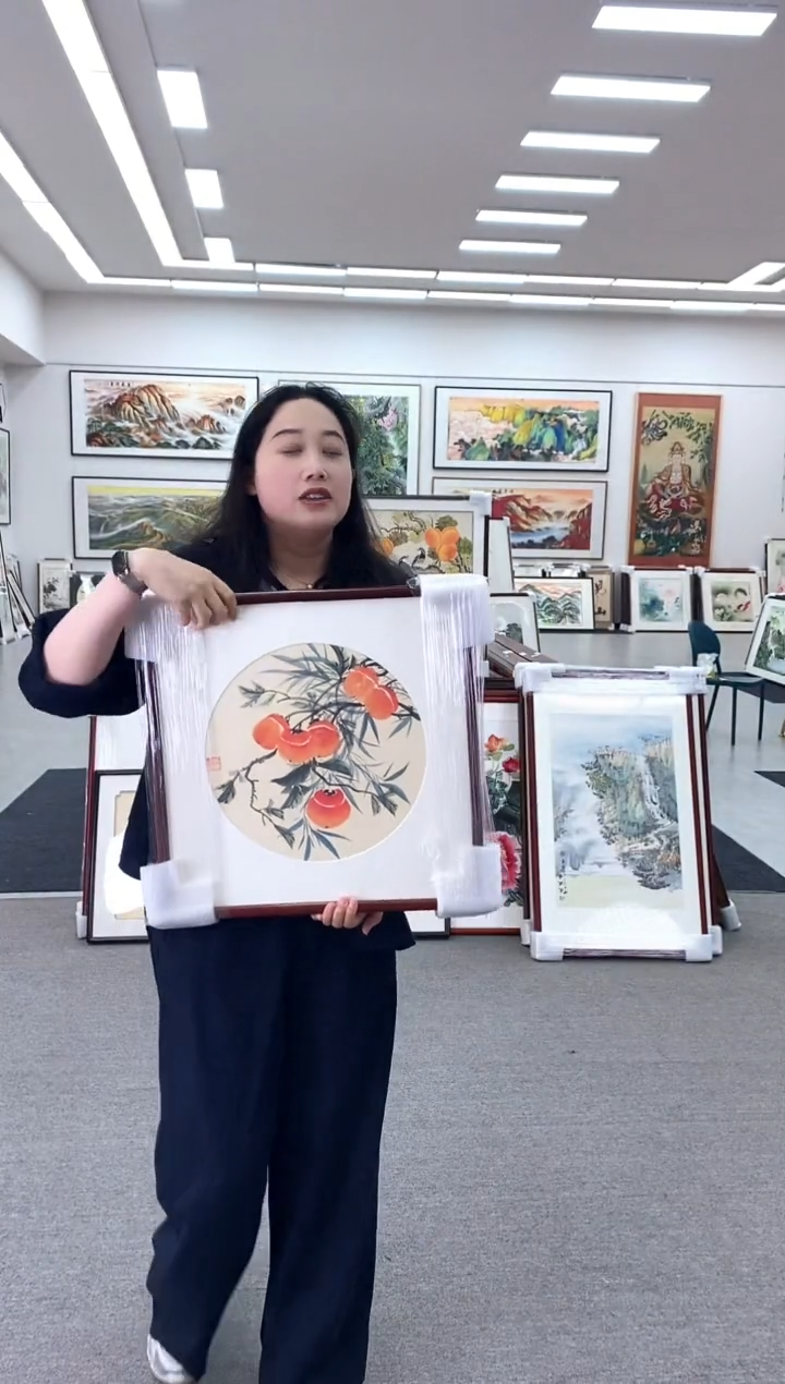 国画48*48外方内圆手绘高货