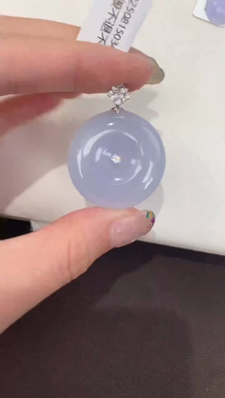 颈饰18K金镶嵌翡翠天然缅甸A货翡翠