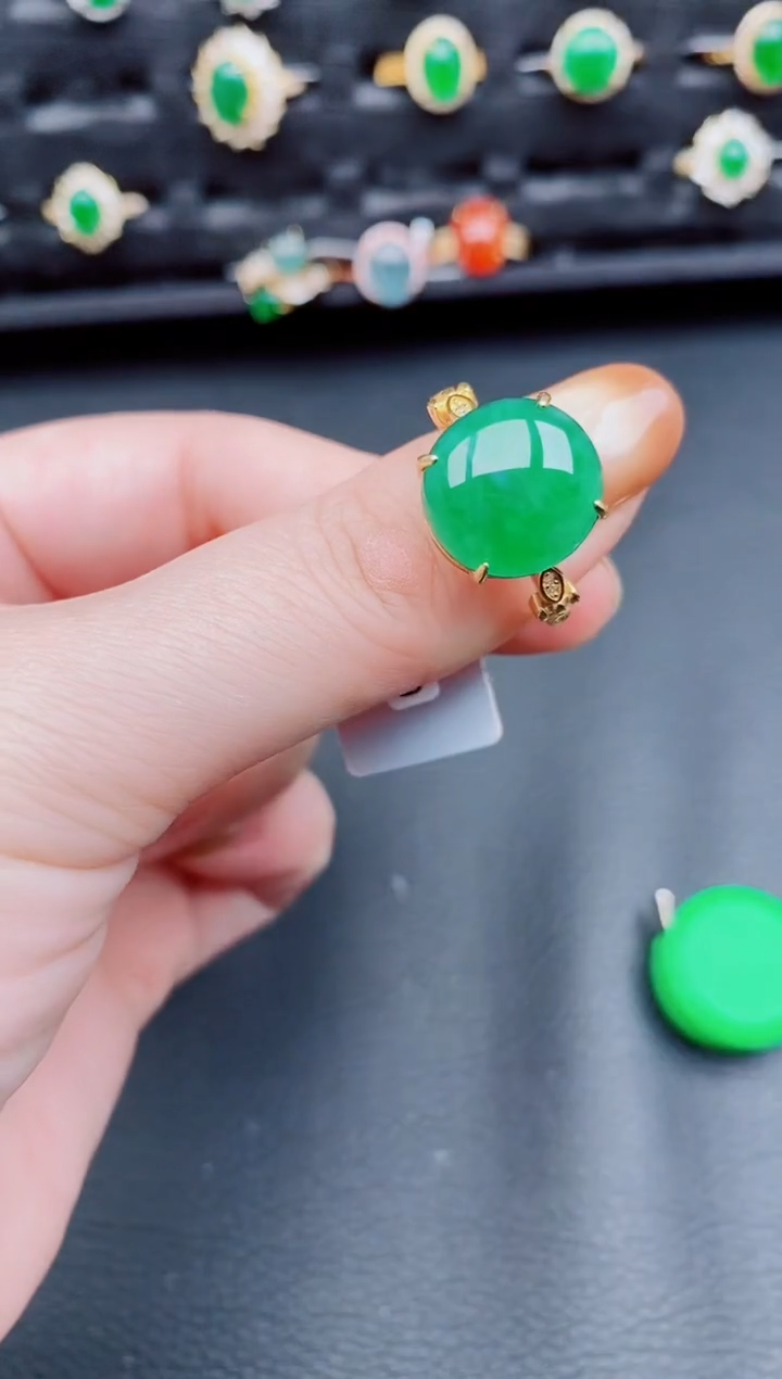 【闪购商品】翡翠戒指银S925镶嵌天然a货翡翠115