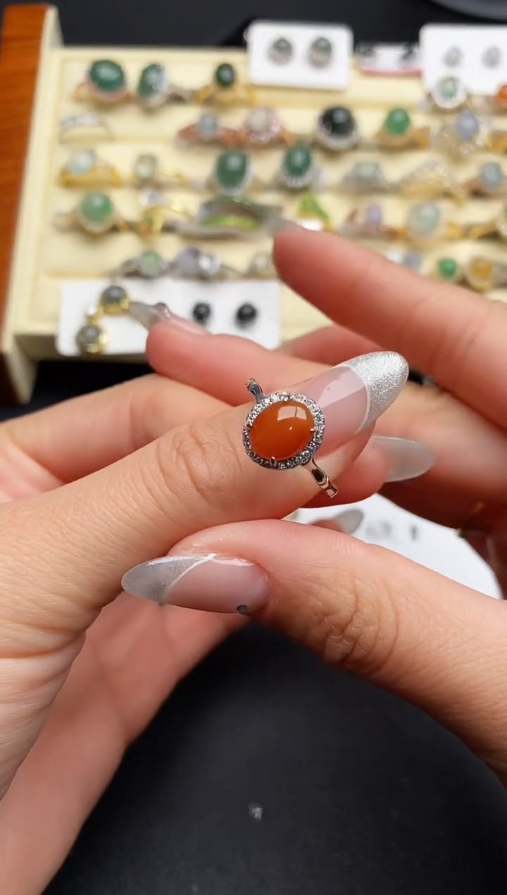 【闪购商品】翡翠戒指银S925镶嵌777777777+4