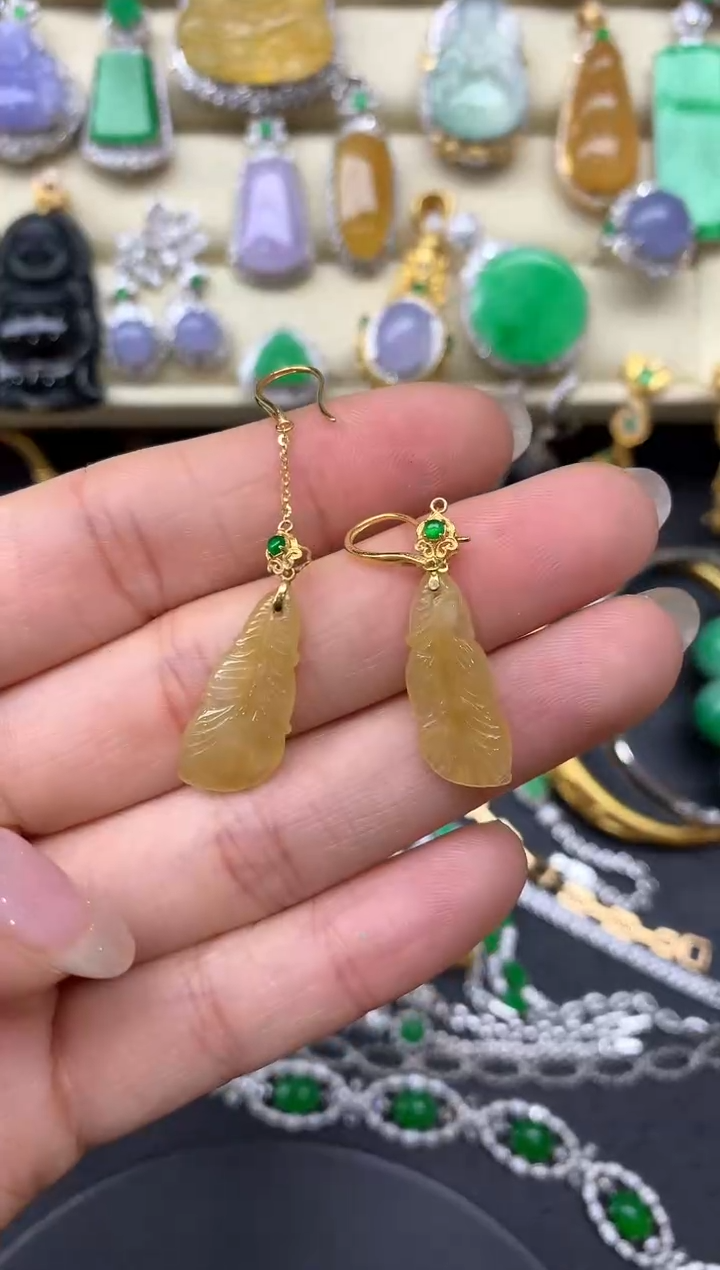 【闪购商品】翡翠耳饰18K金镶嵌339-中国好珍宝