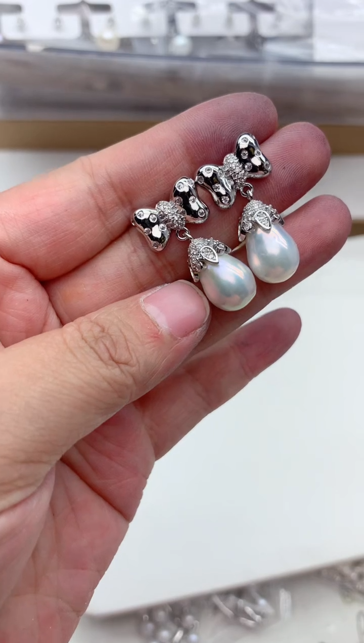 未镶嵌耳饰淡水珍珠多样性发其一，非无暇