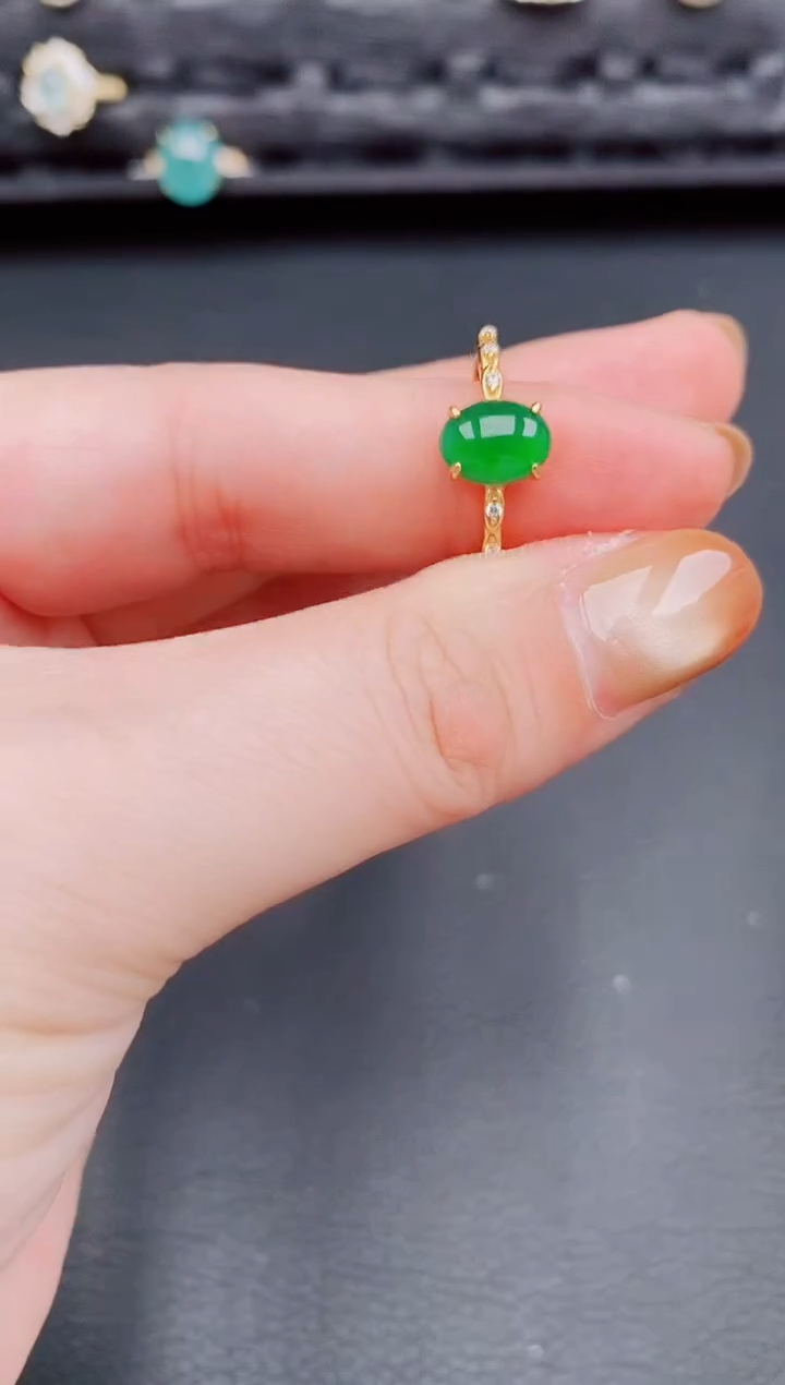 【闪购商品】翡翠戒指银S925镶嵌天然a货翡翠167