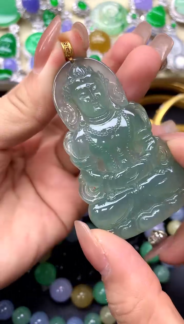 颈饰18K金镶嵌翡翠330-中国好珍宝