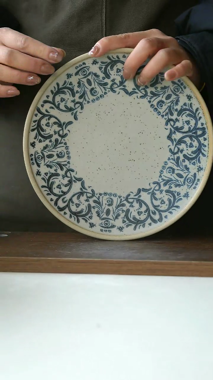 【闪购商品】陶瓷微瑕粗陶鸢尾花早餐盘21cm@4-2@