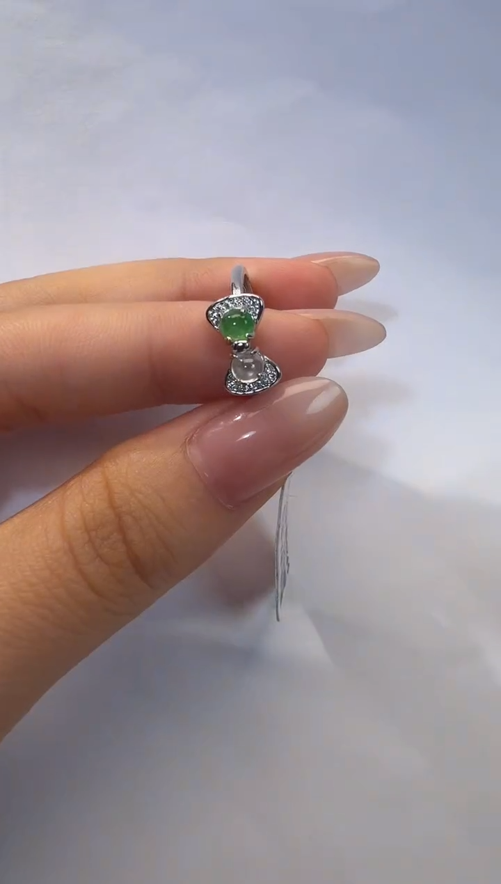 银S925镶嵌戒指翡翠925银镶翡翠戒指镶嵌108