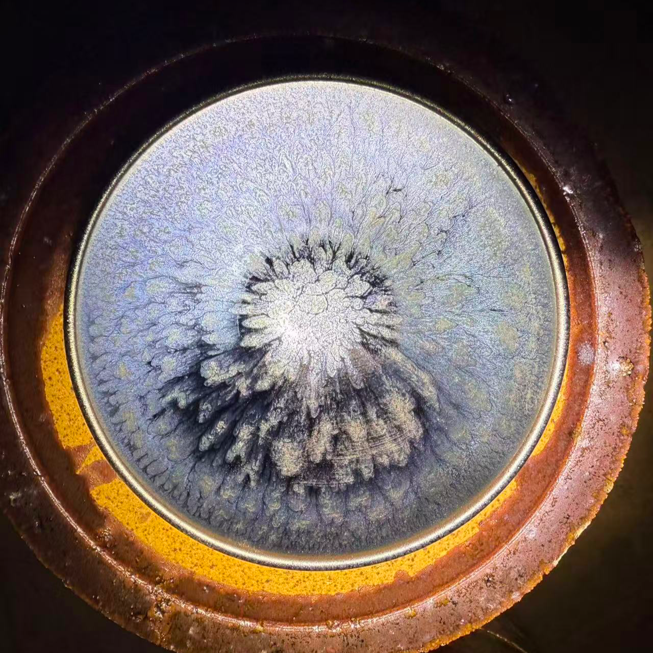 建窑建盏 百花蓝 高端茶器主人杯 电烧