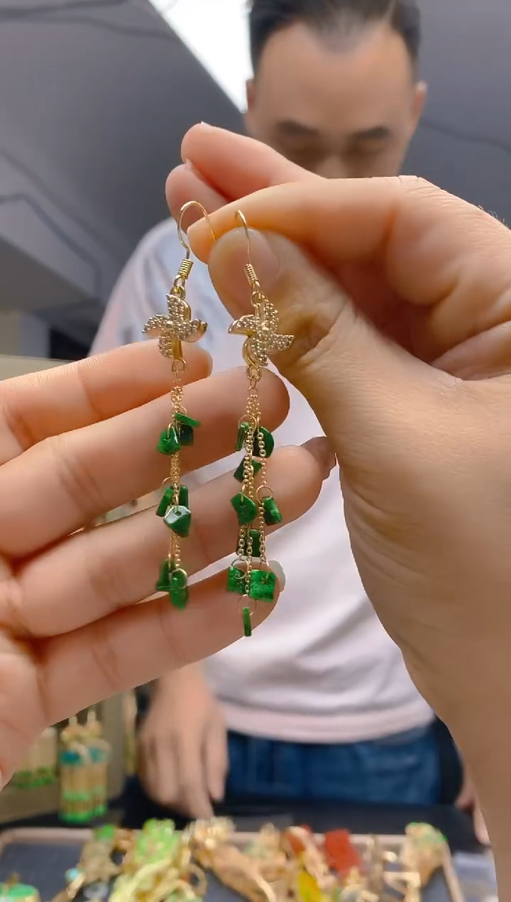 【闪购商品】翡翠耳饰合金0332翡翠耳钩