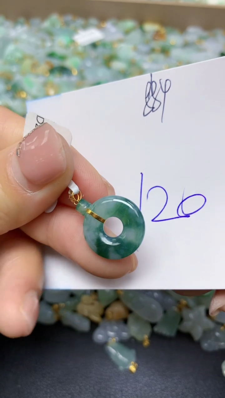 【闪购商品】翡翠挂件18K金镶嵌 天然翡翠A货