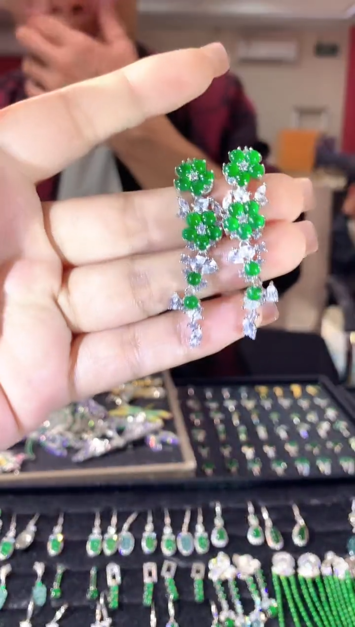 【闪购商品】翡翠银S925镶嵌耳饰208zgc时尚