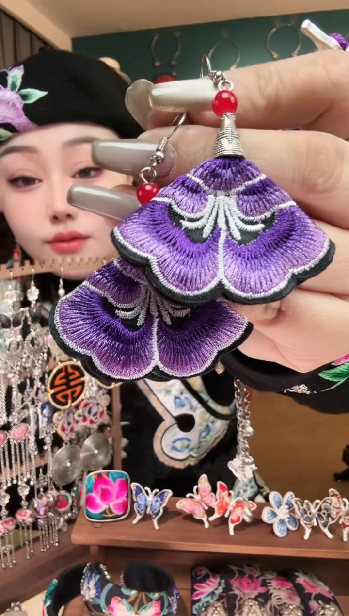 刺绣纯手工民族风刺绣耳环