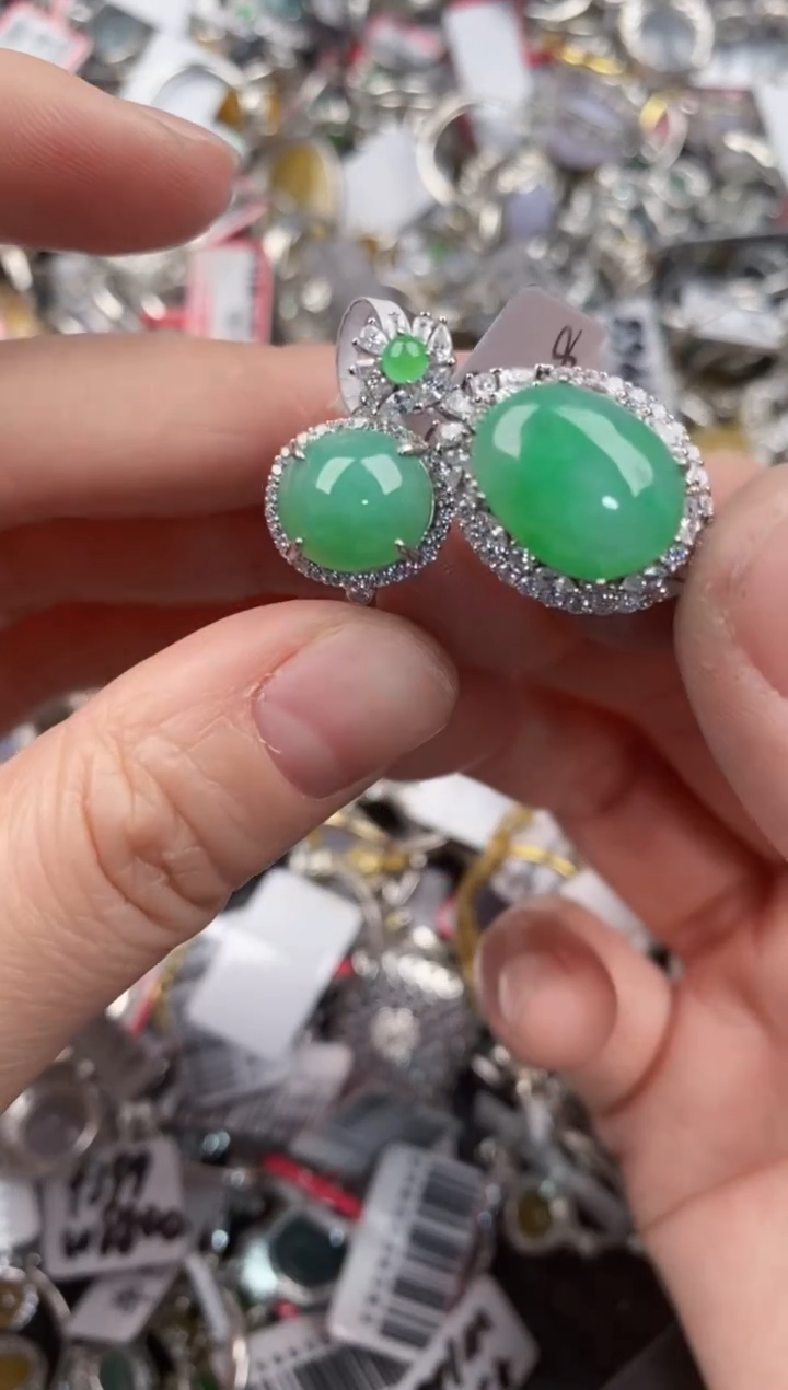 银S925镶嵌戒指翡翠555      3