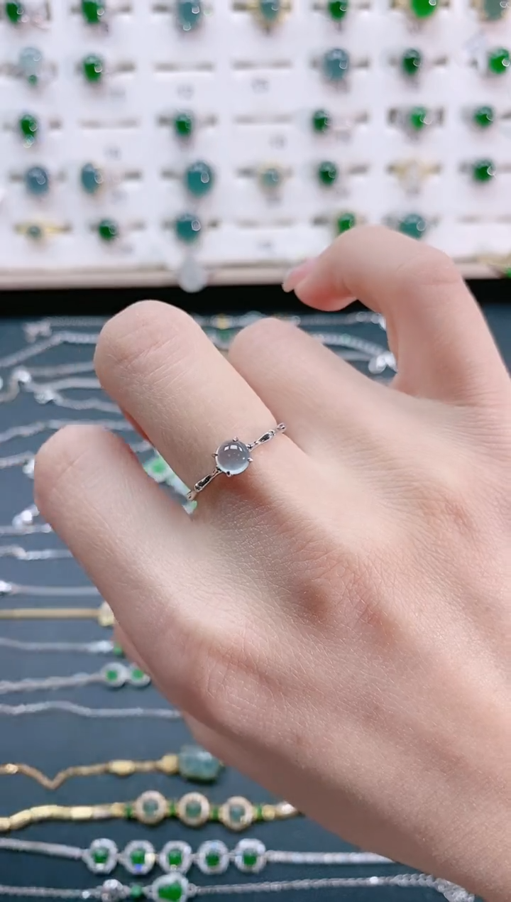 【闪购商品】翡翠戒指银S925镶嵌天然翡翠