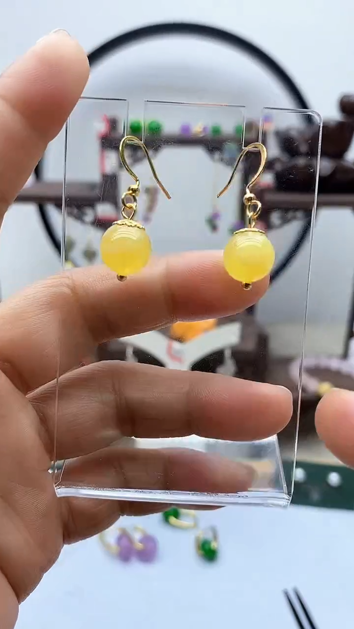 【闪购商品】蜜蜡耳饰银S925镶嵌蜜蜡96