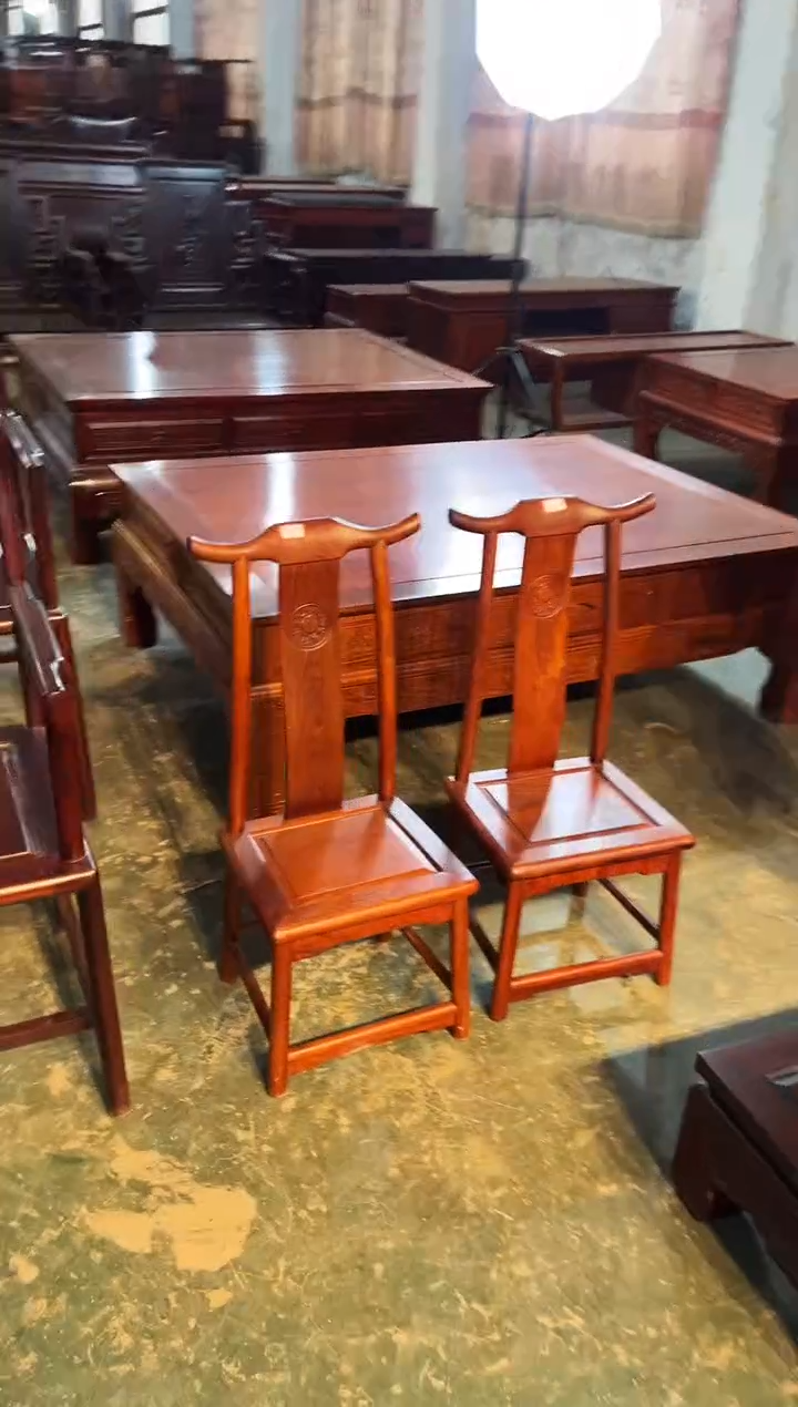 【闪购商品】花梨木类成套家具缅花靠背椅 一对