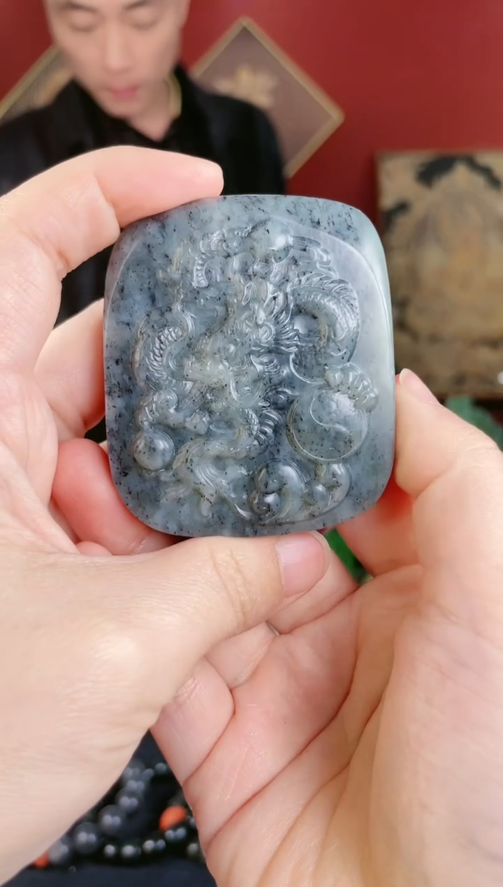 【闪购商品】和田玉把件未镶嵌青花龙牌