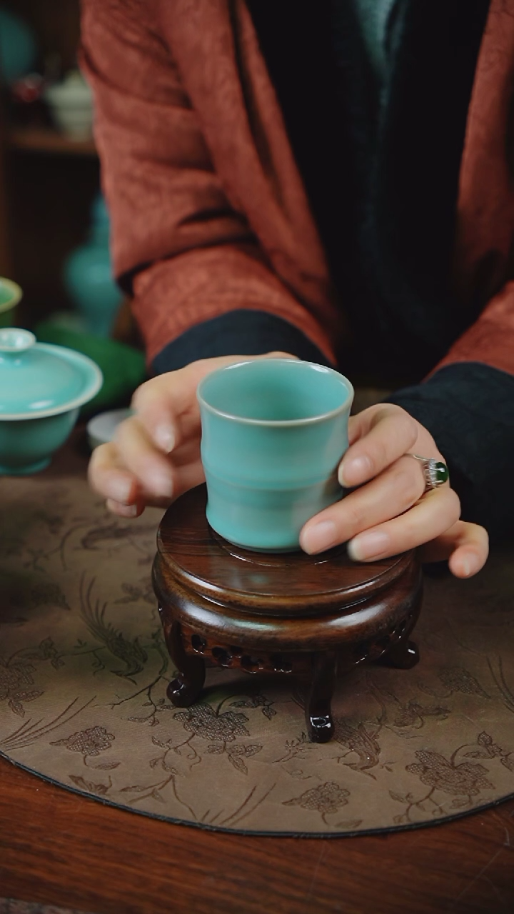 【闪购商品】杯93汝瓷纯手工高竹节杯（微微不完美）