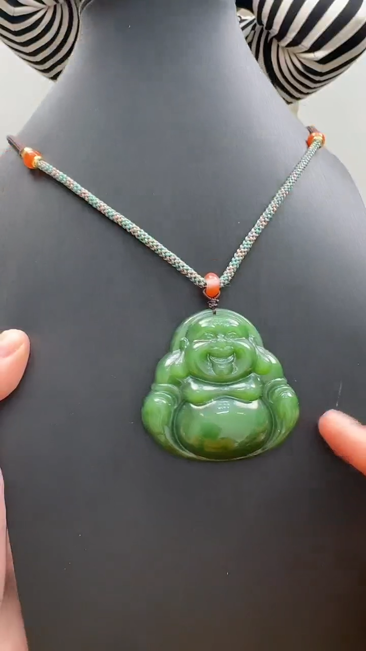 颈饰未镶嵌和田玉（碧玉）玫*?ZJJ25 大肚佛公多样性发其一
