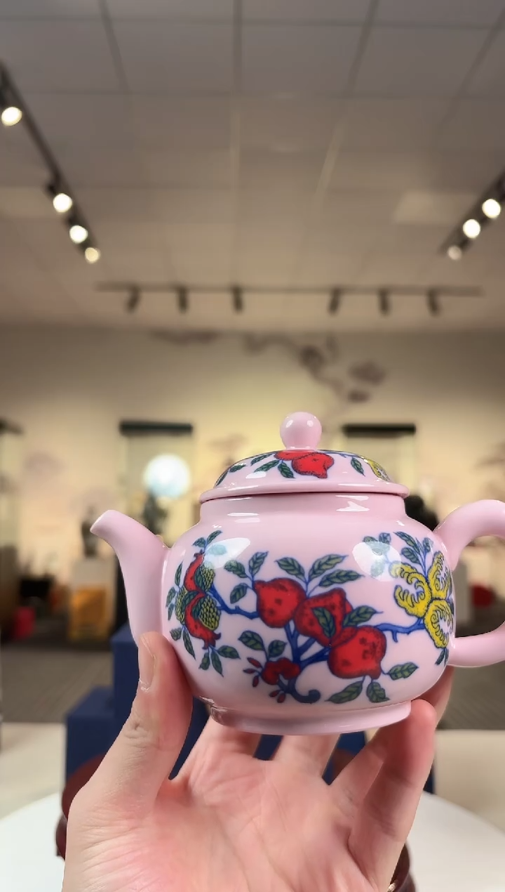 壶陶瓷红稀石榴手把壶+礼盒