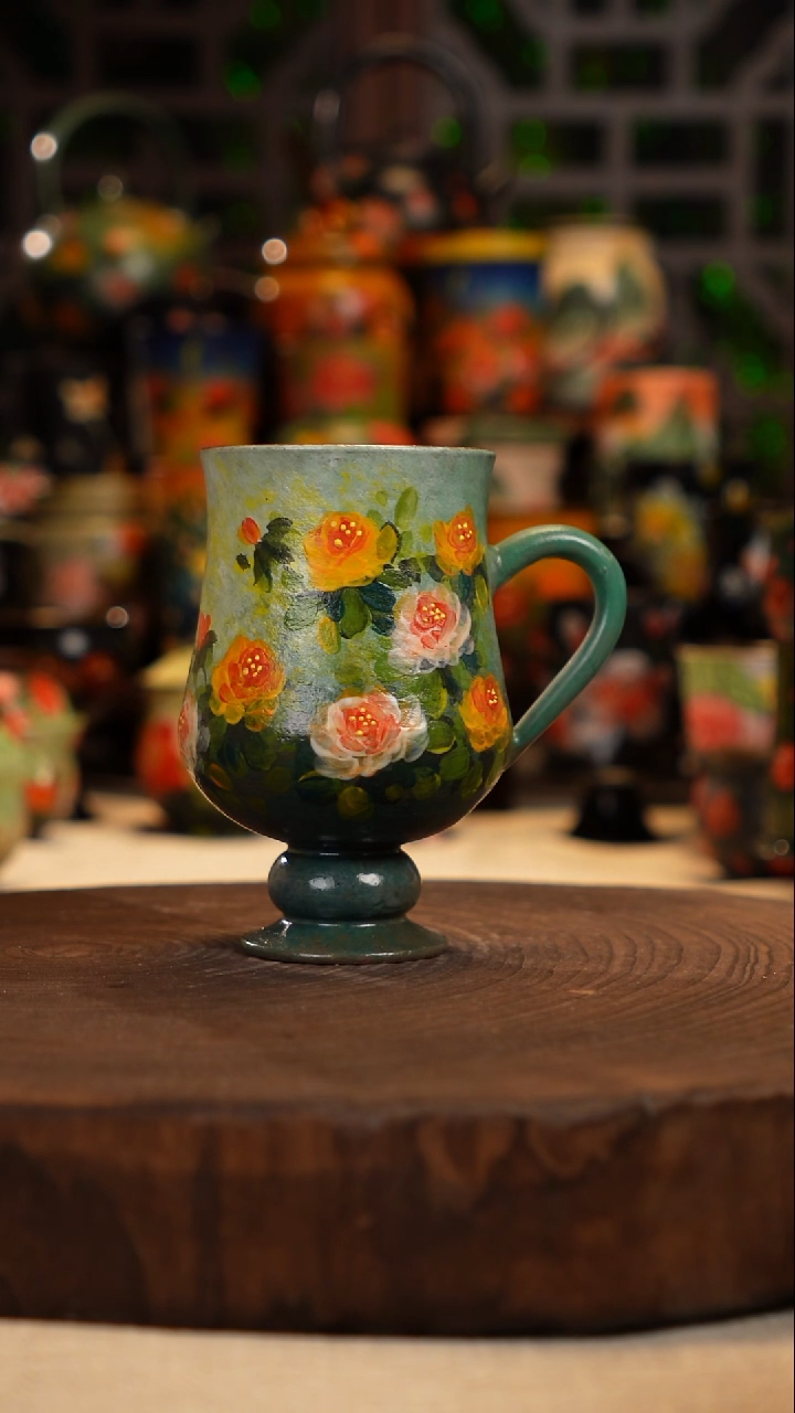 手绘   油画釉下彩   杯子