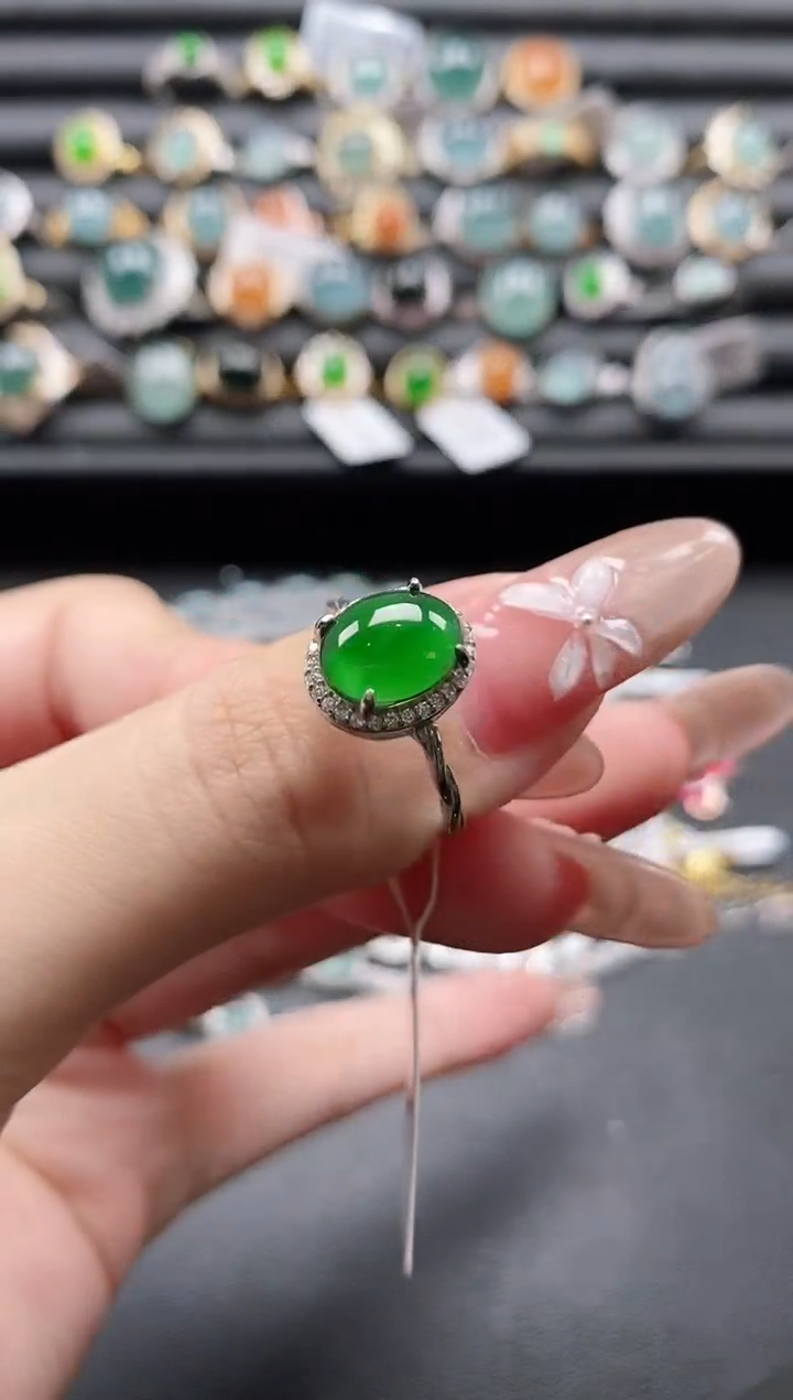 【闪购商品】翡翠戒指银S925镶嵌1111