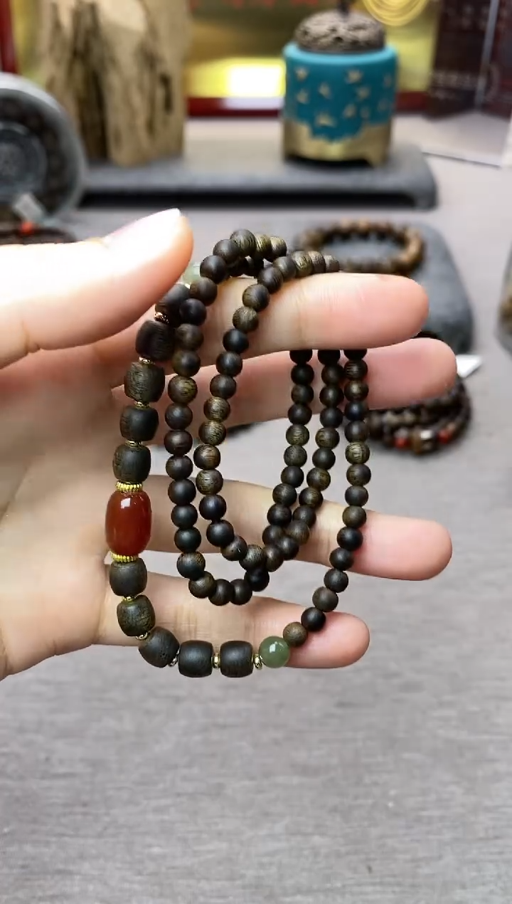 【闪购商品】沉香手串白棋04+紫棋06三圈设计