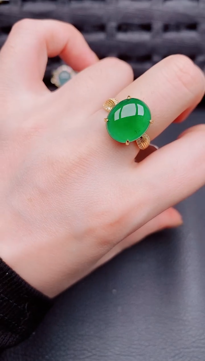 【闪购商品】翡翠戒指银S925镶嵌天然a货翡翠630