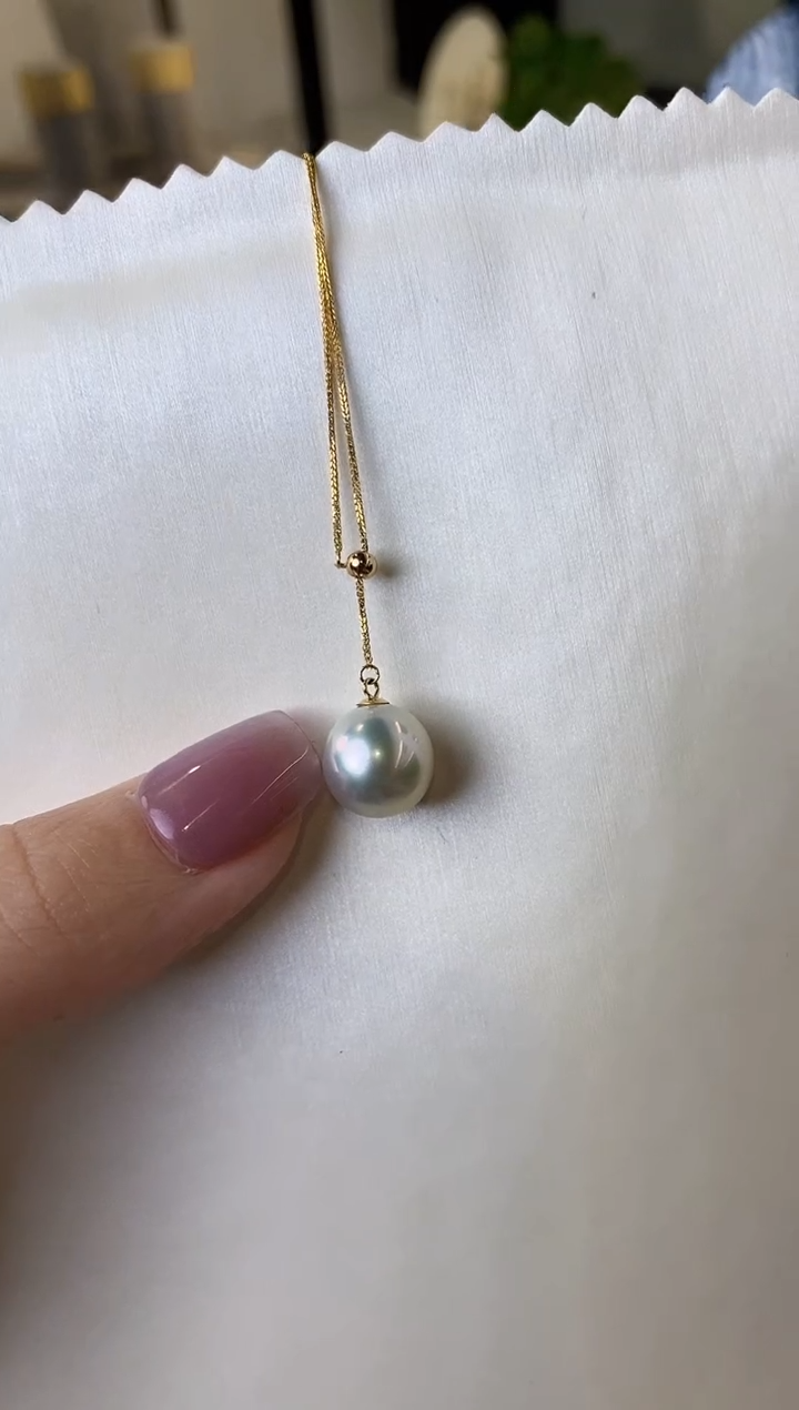 【闪购商品】海水珍珠项链18K金镶嵌10-11海水珍珠项链