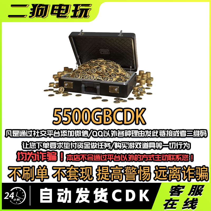 PUBGG币绝地求生5500G币CDK吃鸡GB激活码箱子套装皮肤