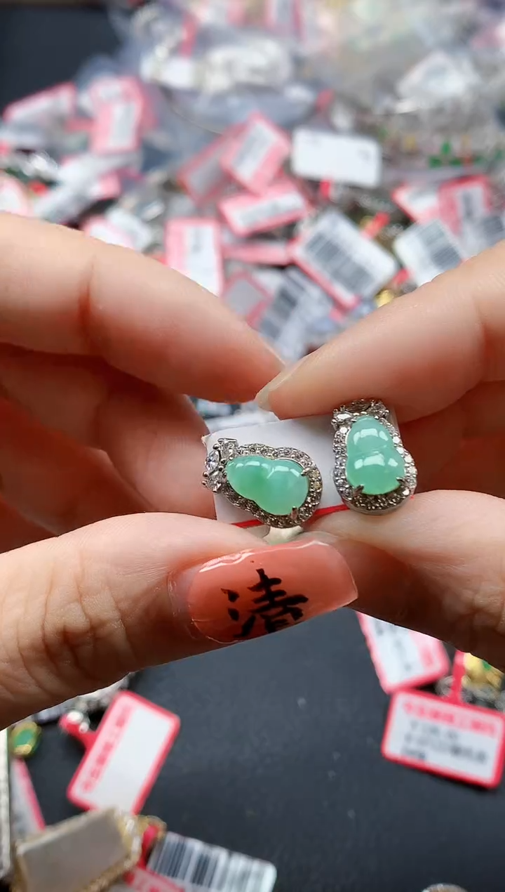 银S925镶嵌戒指翡翠天然A货缅甸翡翠